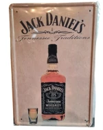 Retro Metalskilt - Jack Daniels Råhvid med lille glas
